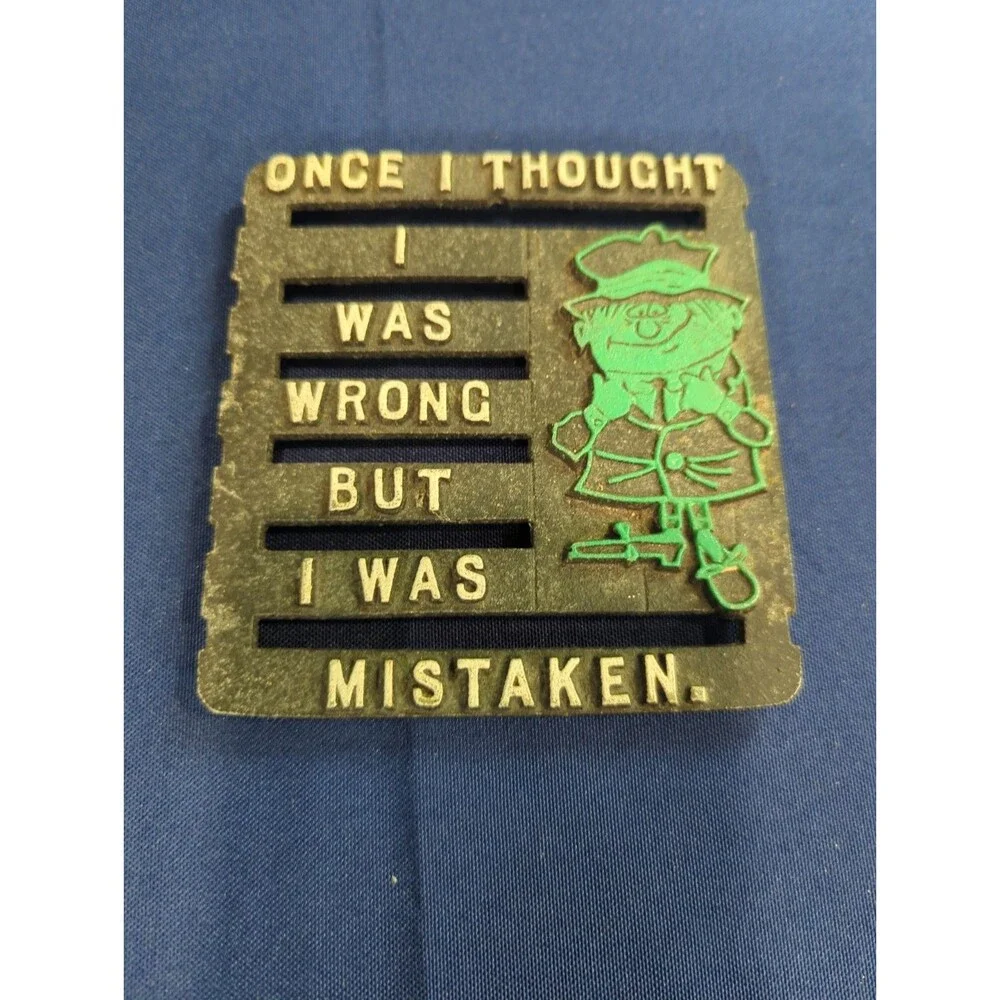Vintage Cast Aluminum Black metal Decorative Trivet Whimsical Poem